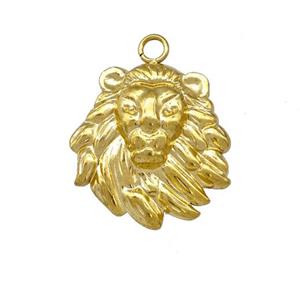 Stainless Steel Lion Charms Pendant Gold Plated, approx 20mm