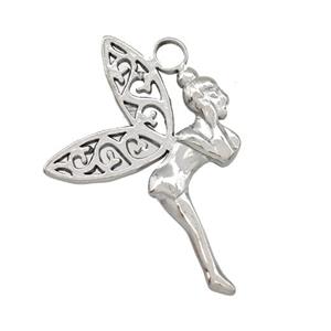 Raw Stainless Steel Fairy Charms Pendant, approx 22-32mm