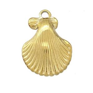 Stainless Steel Sea Shell Charms Pendant Gold Plated, approx 15-18mm
