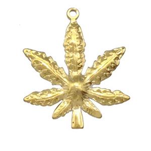 Stainless Steel Maple Pendant Gold Plated, approx 30mm