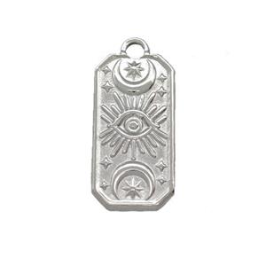 Raw Stainless Steel Eye Charms Pendant Rectangle, approx 10.5-20mm