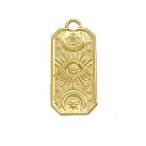 Stainless Steel Eye Charms Pendant Rectangle Gold Plated, approx 10.5-20mm