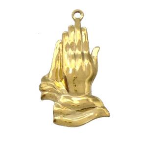 Stainless Steel Prayer Hands Pendant Gold Plated, approx 20-34mm