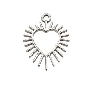 Raw Stainless Steel Heart Pendant, approx 16-17mm