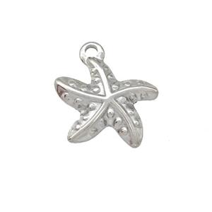 Raw Stainless Steel Starfish Charms Pendant, approx 17mm