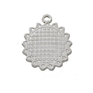 Raw Stainless Steel Sun Charms Pendant, approx 18mm