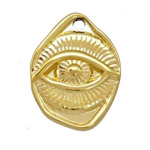 Stainless Steel Eye Charms Pendant Gold Plated, approx 17-23mm