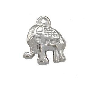 Raw Stainless Steel Elephant Pendant, approx 13-15mm