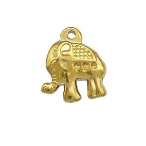 Stainless Steel Elephant Pendant Gold Plated, approx 13-15mm