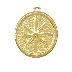 Stainless Steel Compass Pendant Gold Plated, approx 18-20mm