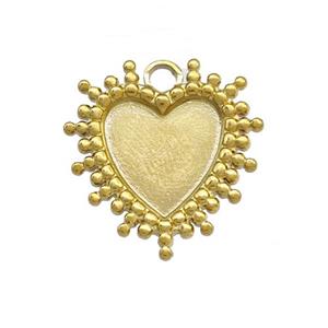 Stainless Steel Heart Pendant With Pad Gold Plated, approx 20mm