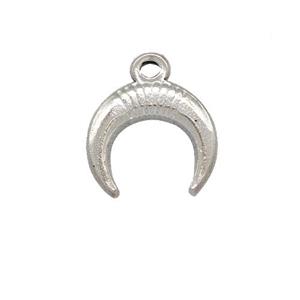 Raw Stainless Steel Crescent Pendant Horn, approx 14mm