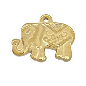 Stainless Steel Elephant Charms Pendant Gold Plated, approx 15-25mm