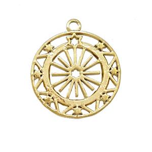 Stainless Steel Pendant Celestial Star Gold Plated, approx 20mm