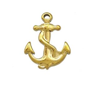 Stainless Steel Anchor Charms Pendant Gold Plated, approx 15mm