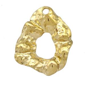 Stainless Steel Pendant Freeform Hummered Gold Plated, approx 25-30mm