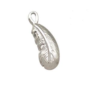 Raw Stainless Steel Feather Pendant, approx 7-16mm