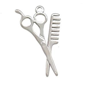Raw Stainless Steel Comb Scissor Charms Pendant, approx 20-30mm
