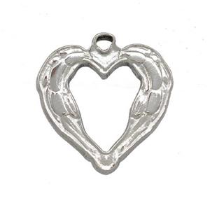 Raw Stainless Steel Heart Pendant Hollow, approx 20mm