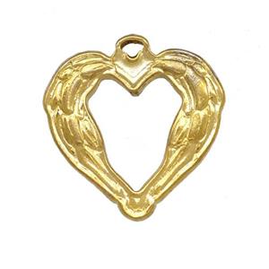 Stainless Steel Heart Pendant Hollow Gold Plated, approx 20mm