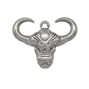 Raw Stainless Steel Bull Head Pendant Cow, approx 20-25mm