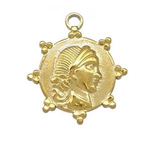 Stainless Steel Beauty Charms Pendant Gold Plated, approx 20mm