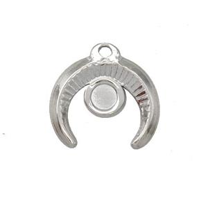 Raw Stainless Steel Horn Pendant With Pad, approx 17mm