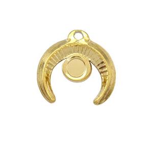 Stainless Steel Horn Pendant With Pad Gold Plated, approx 17mm