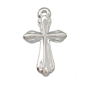 Raw Stainless Steel Cross Pendant, approx 15-21mm