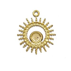 Stainless Steel Sun Pendant With Pad Gold Plated, approx 13mm