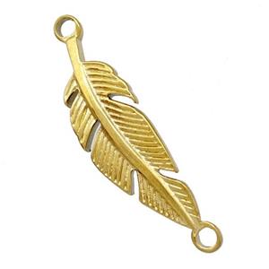 Stainless Steel Feather Connector Gold Plated, approx 10-30mm