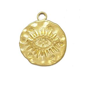 Stainless Steel Eye Charms Pendant Circle Gold Plated, approx 16mm