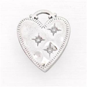 Raw Stainless Steel Heart Pendant Star, approx 17-18mm