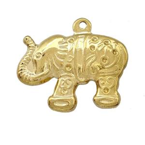 Stainless Steel Elephant Charms Pendant Gold Plated, approx 18-26mm