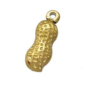 Stainless Steel Peanut Pendant Gold Plated, approx 8-16mm