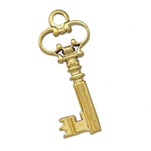 Stainless Steel Key Charms Pendant Gold Plated, approx 12-26mm