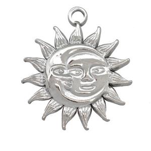Raw Stainless Steel Sun Moon Pendant, approx 35mm