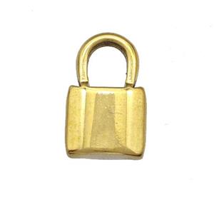 Stainless Steel Lock Pendant Gold Plated, approx 10-16mm