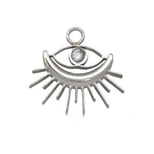 Raw Stainless Steel Eye Pendant Pave Rhinestone, approx 15-20mm
