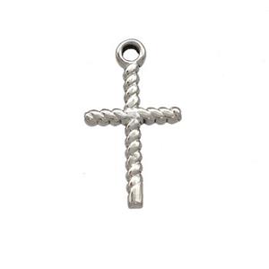 Raw Stainless Steel Cross Pendant, approx 8-13mm