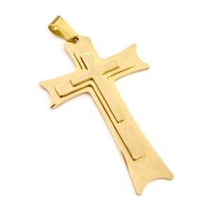 Stainless Steel Cross Pendant Gold Plated, approx 35-60mm