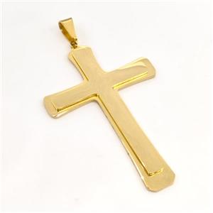 Stainless Steel Cross Pendant Gold Plated, approx 40-60mm