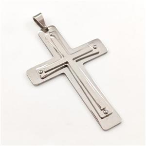 Raw Stainless Steel Cross Pendant, approx 42-65mm