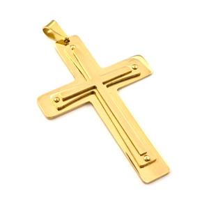 Stainless Steel Cross Pendant Gold Plated, approx 42-65mm