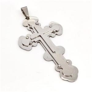 Raw Stainless Steel Cross Pendant, approx 38-65mm