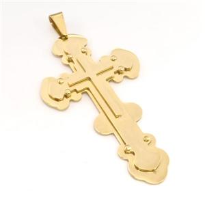 Stainless Steel Cross Pendant Gold Plated, approx 38-65mm