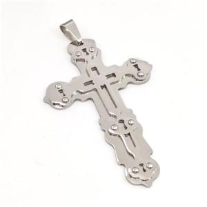 Raw Stainless Steel Cross Pendant, approx 40-60mm