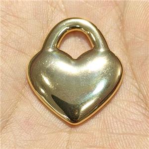 216 Stainless Steel Heart Pendant Gold Plated, approx 25mm