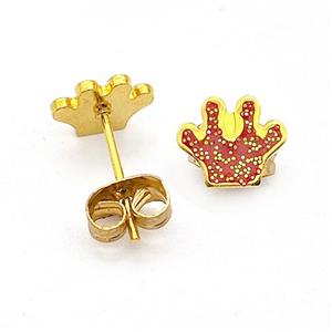 Stainless Steel Paws Stud Earring Pave Red Fire Opal Gold Plated, approx 8mm