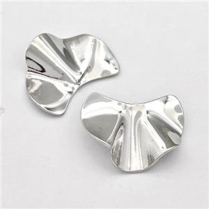 Raw Stainless Steel Stud Earring Leaf, approx 20-25mm
